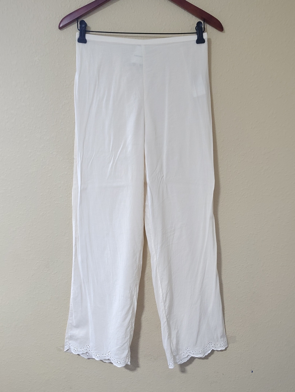 Reformation Paloma Wide Leg Eyelet Scallop Hem Organic Cotton Pajama Pant Size 6